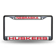 NCAA Nebraska Cornhuskers Laser Cut Black Chrome License Plate Frame Fan Gear NCAA Nebraska Cornhuskers