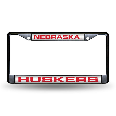 NCAA Nebraska Cornhuskers Laser Cut Black Chrome License Plate Frame Fan Gear NCAA Nebraska Cornhuskers