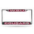 NCAA Washington State Cougars - WSU Laser Cut Chrome License Plate Frame Fan Gear NCAA Washington State Cougars
