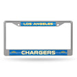 NFL Los Angeles Chargers Chrome Glitter License Plate Frame Fan Gear NFL Los Angeles Chargers