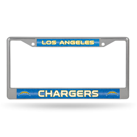 NFL Los Angeles Chargers Chrome Glitter License Plate Frame Fan Gear NFL Los Angeles Chargers
