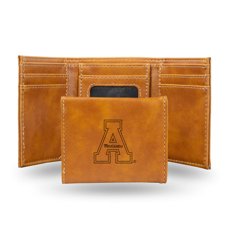 NCAA Appalachian State Mountaineers Laser Engraved Tri-Fold Wallet Fan Gear NCAA Appalachian State Mountaineers