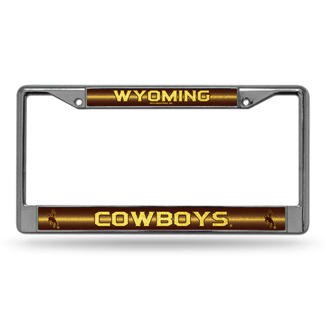 NCAA Wyoming Cowboys Chrome Glitter License Plate Frame Fan Gear NCAA Wyoming Cowboys