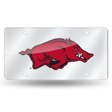 NCAA Arkansas Razorbacks Silver Laser Cut Automobile Tag Fan Gear NCAA Arkansas Razorbacks