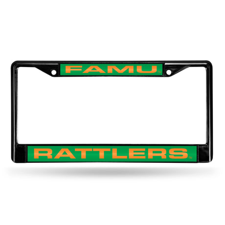 NCAA Florida A&M Rattlers - FAMU Laser Cut Black Chrome License Plate Frame Fan Gear NCAA Florida A&M Rattlers