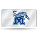 NCAA Memphis Tigers Silver Laser Cut Automobile Tag Fan Gear NCAA Memphis Tigers
