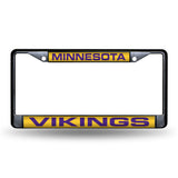 NFL Minnesota Vikings Laser Cut Black Chrome License Plate Frame Fan Gear NFL Minnesota Vikings