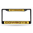 NCAA Wyoming Cowboys Laser Cut Black Chrome License Plate Frame Fan Gear NCAA Wyoming Cowboys