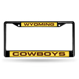 NCAA Wyoming Cowboys Laser Cut Black Chrome License Plate Frame Fan Gear NCAA Wyoming Cowboys