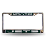 NFL New York Jets Laser Cut Chrome License Plate Frame Fan Gear NFL New York Jets