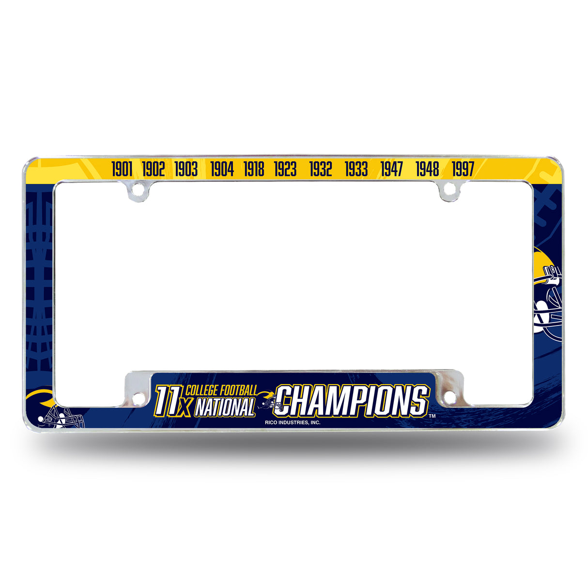 NCAA Michigan Wolverines All Over Chrome Frame Fan Gear NCAA Michigan Wolverines