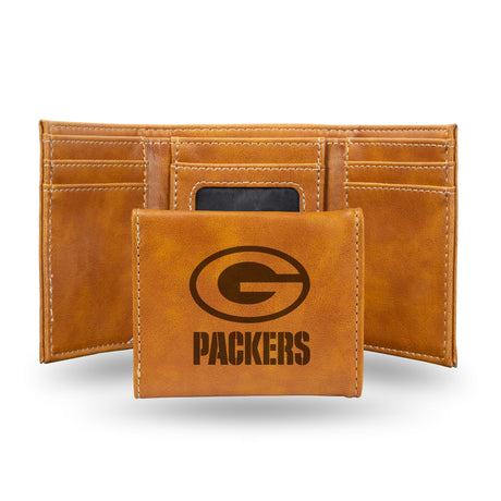 NFL Green Bay Packers Laser Engraved Trifold Wallet Fan Gear NFL Green Bay Packers