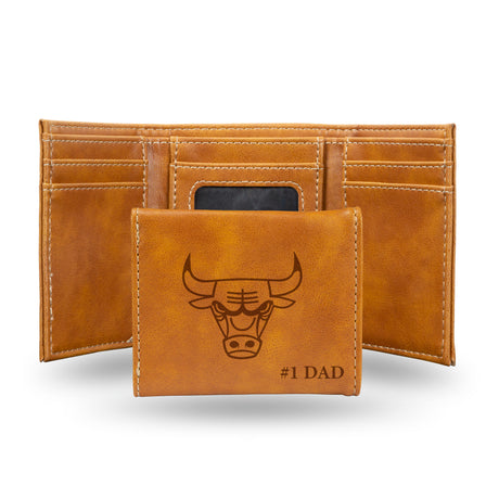 NBA Chicago Bulls Laser Engraved Trifold Wallet Fan Gear NBA Chicago Bulls