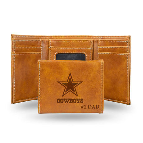 NFL Dallas Cowboys Laser Engraved Trifold Wallet Fan Gear NFL Dallas Cowboys