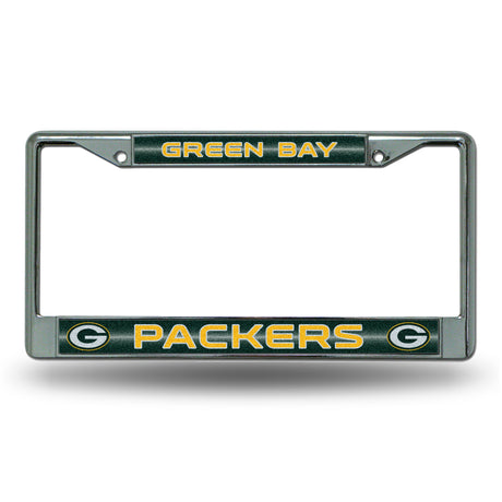 NFL Green Bay Packers Chrome Glitter License Plate Frame Fan Gear NFL Green Bay Packers