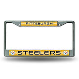 NFL Pittsburgh Steelers Chrome Glitter License Plate Frame Fan Gear NFL Pittsburgh Steelers