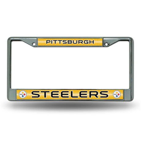 NFL Pittsburgh Steelers Chrome Glitter License Plate Frame Fan Gear NFL Pittsburgh Steelers