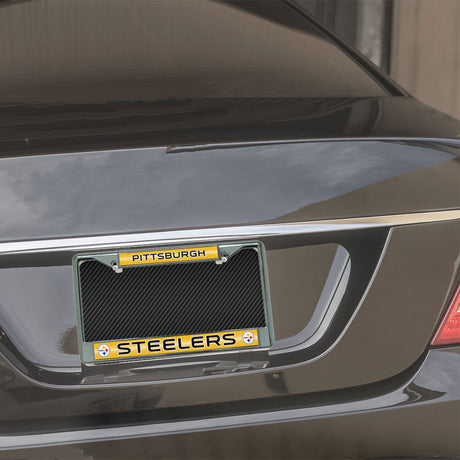 NFL Pittsburgh Steelers Chrome Glitter License Plate Frame Fan Gear NFL Pittsburgh Steelers