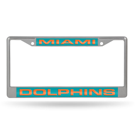 NFL Miami Dolphins Laser Cut Chrome License Plate Frame Fan Gear NFL Miami Dolphins