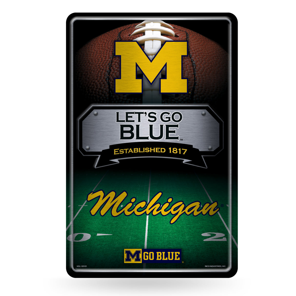 NCAA Michigan Wolverines Large Metal Sign Fan Gear NCAA Michigan Wolverines