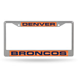 NFL Denver Broncos Laser Cut Chrome License Plate Frame Fan Gear NFL Denver Broncos