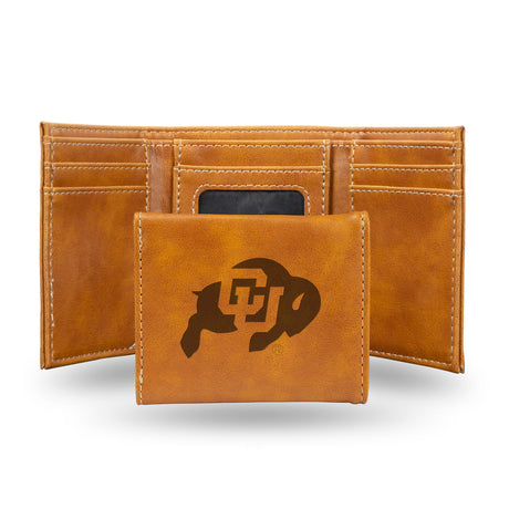 NCAA Colorado Buffaloes Laser Engraved Tri-Fold Wallet Fan Gear NCAA Colorado Buffaloes