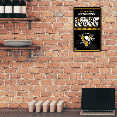 NHL Pittsburgh Penguins Large Metal Sign Fan Gear NHL Pittsburgh Penguins
