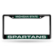NCAA Michigan State Spartans Laser Cut Black Chrome License Plate Frame Fan Gear NCAA Michigan State Spartans
