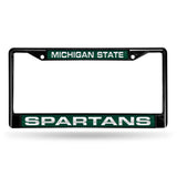 NCAA Michigan State Spartans Laser Cut Black Chrome License Plate Frame Fan Gear NCAA Michigan State Spartans