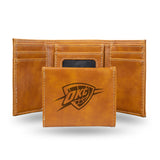 NBA Oklahoma City Thunder Laser Engraved Trifold Wallet Fan Gear NBA Oklahoma City Thunder