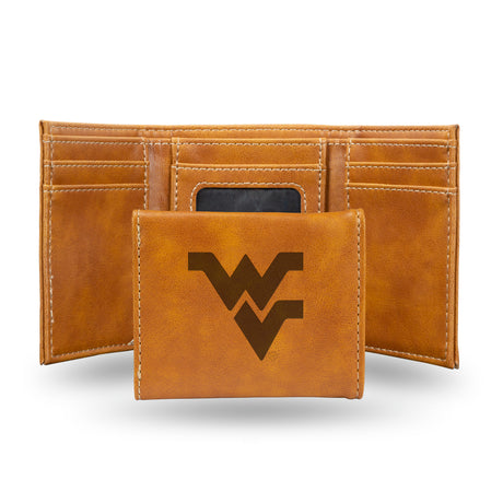 NCAA West Virginia Mountaineers Laser Engraved Tri-Fold Wallet Fan Gear NCAA West Virginia Mountaineers
