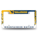 NCAA West Virginia Mountaineers All Over Chrome Frame Fan Gear NCAA West Virginia Mountaineers