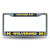 NCAA Michigan Wolverines Chrome Glitter License Plate Frame Fan Gear NCAA Michigan Wolverines