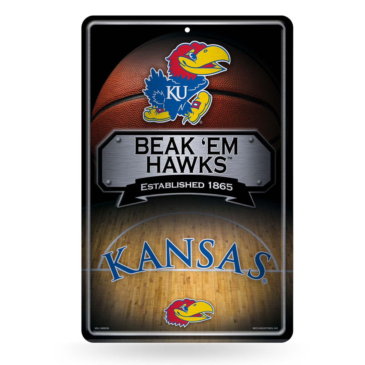 NCAA Kansas Jayhawks Large Metal Sign Fan Gear NCAA Kansas Jayhawks