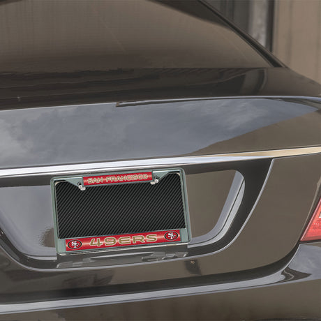NFL San Francisco 49ers Chrome Glitter License Plate Frame Fan Gear NFL San Francisco 49ers