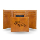 NFL Denver Broncos Laser Engraved Trifold Wallet Fan Gear NFL Denver Broncos