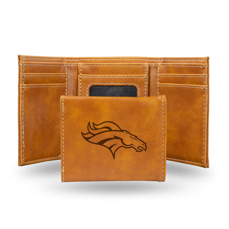 NFL Denver Broncos Laser Engraved Trifold Wallet Fan Gear NFL Denver Broncos
