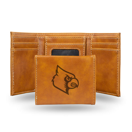 NCAA Louisville Cardinals Laser Engraved Tri-Fold Wallet Fan Gear NCAA Louisville Cardinals
