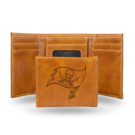 NFL Tampa Bay Buccaneers Laser Engraved Trifold Wallet Fan Gear NFL Tampa Bay Buccaneers