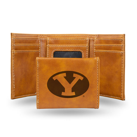 NCAA BYU Cougars Laser Engraved Tri-Fold Wallet Fan Gear NCAA BYU Cougars