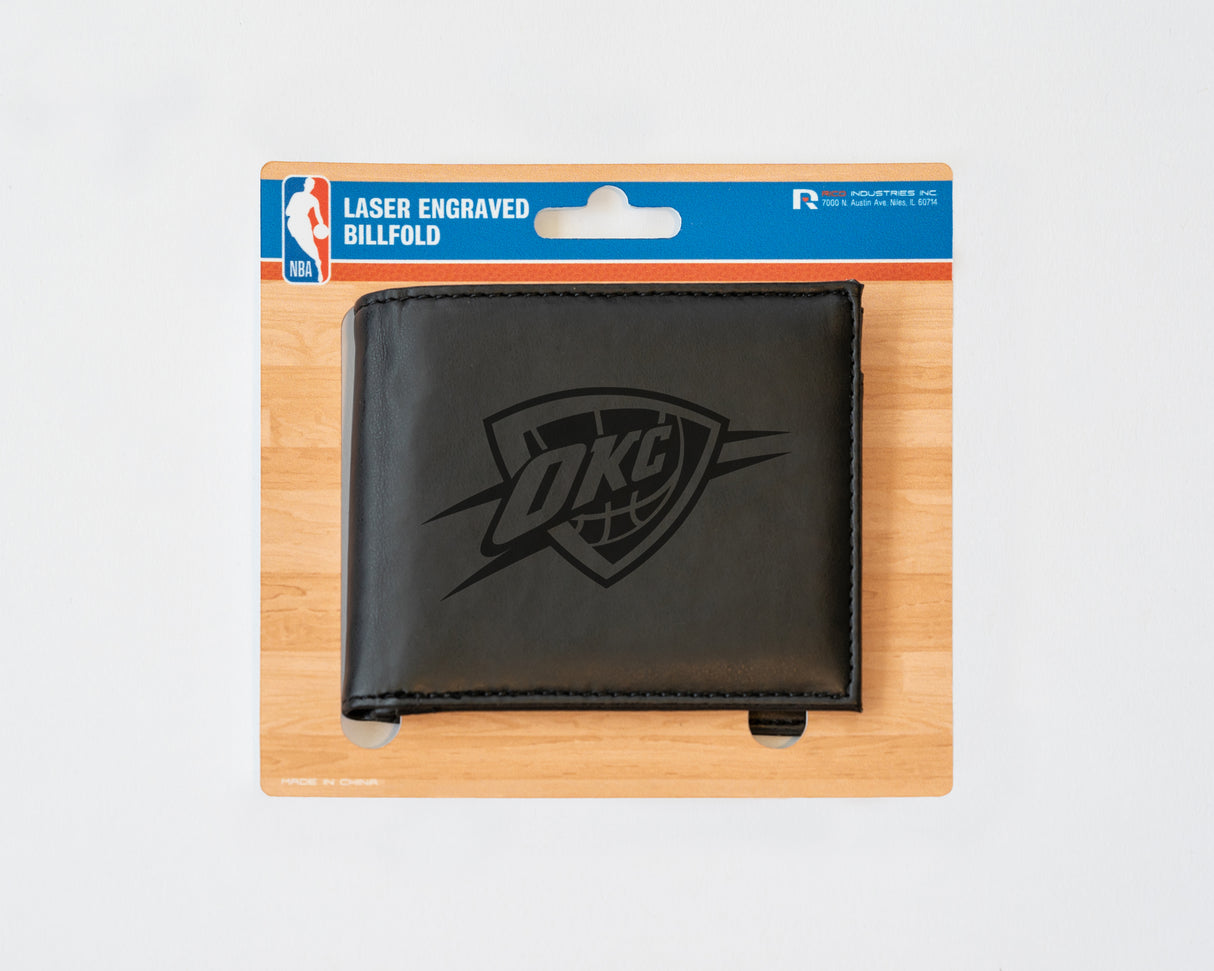 NBA Oklahoma City Thunder Laser Engraved Bill-Fold Fan Gear NBA Oklahoma City Thunder