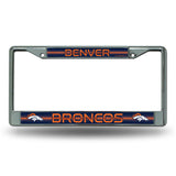 NFL Denver Broncos Chrome Glitter License Plate Frame Fan Gear NFL Denver Broncos