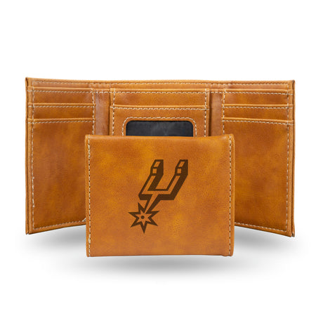 NBA San Antonio Spurs Laser Engraved Trifold Wallet Fan Gear NBA San Antonio Spurs