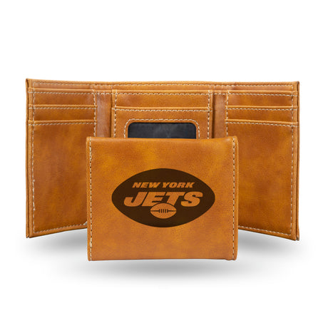 NFL New York Jets Laser Engraved Trifold Wallet Fan Gear NFL New York Jets