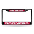 NCAA Oklahoma Sooners Laser Cut Black Chrome License Plate Frame Fan Gear NCAA Oklahoma Sooners