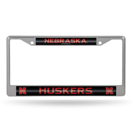 NCAA Nebraska Cornhuskers Chrome Glitter License Plate Frame Fan Gear NCAA Nebraska Cornhuskers