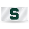 NCAA Michigan State Spartans Silver Laser Cut Automobile Tag Fan Gear NCAA Michigan State Spartans