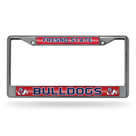 NCAA Fresno State Bulldogs Chrome Glitter License Plate Frame Fan Gear NCAA Fresno State Bulldogs