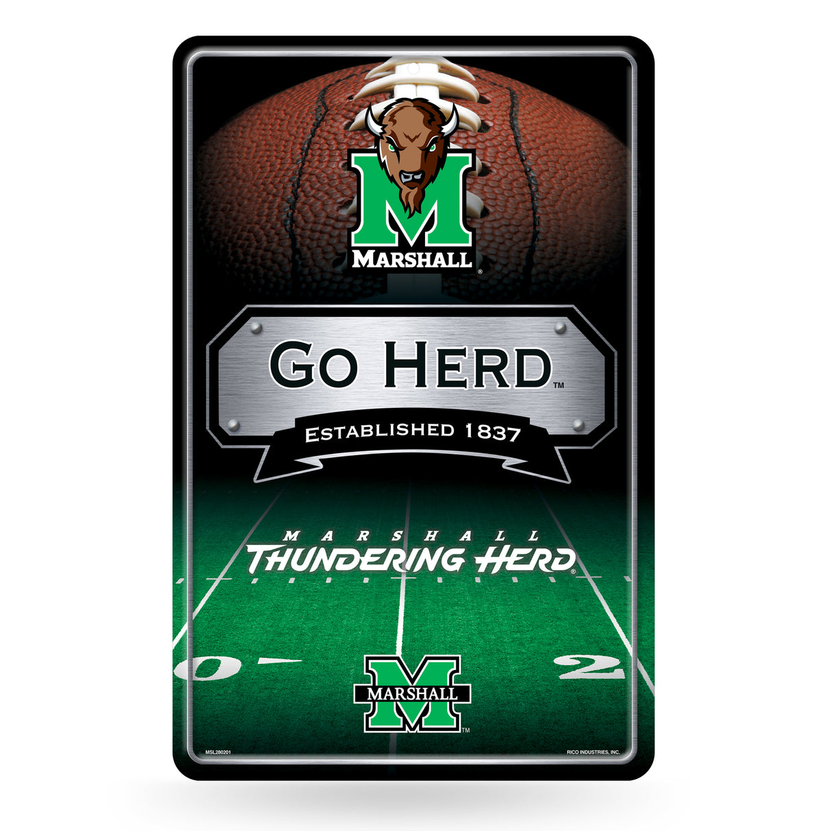 NCAA Marshall Thundering Herd Large Metal Sign Fan Gear NCAA Marshall Thundering Herd