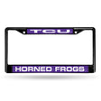 NCAA TCU Horned Frogs Laser Cut Black Chrome License Plate Frame Fan Gear NCAA TCU Horned Frogs